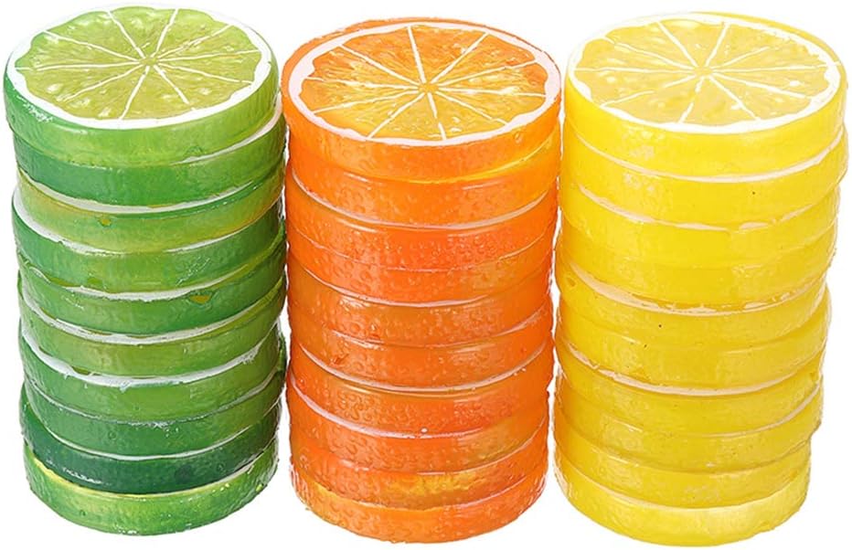 10 Pcs Artificial Lemon Slices Decorative Fake Limes