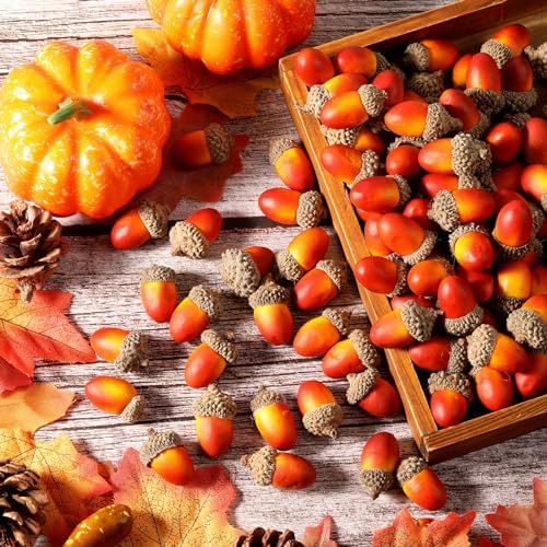 Pangda 60 Pack Artificial Acorns Lifelike for Decor