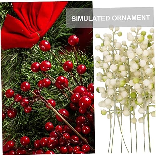 PRETYZOOM 15PCS Lifelike Blue Berry Stems Artificial Christmas Decor