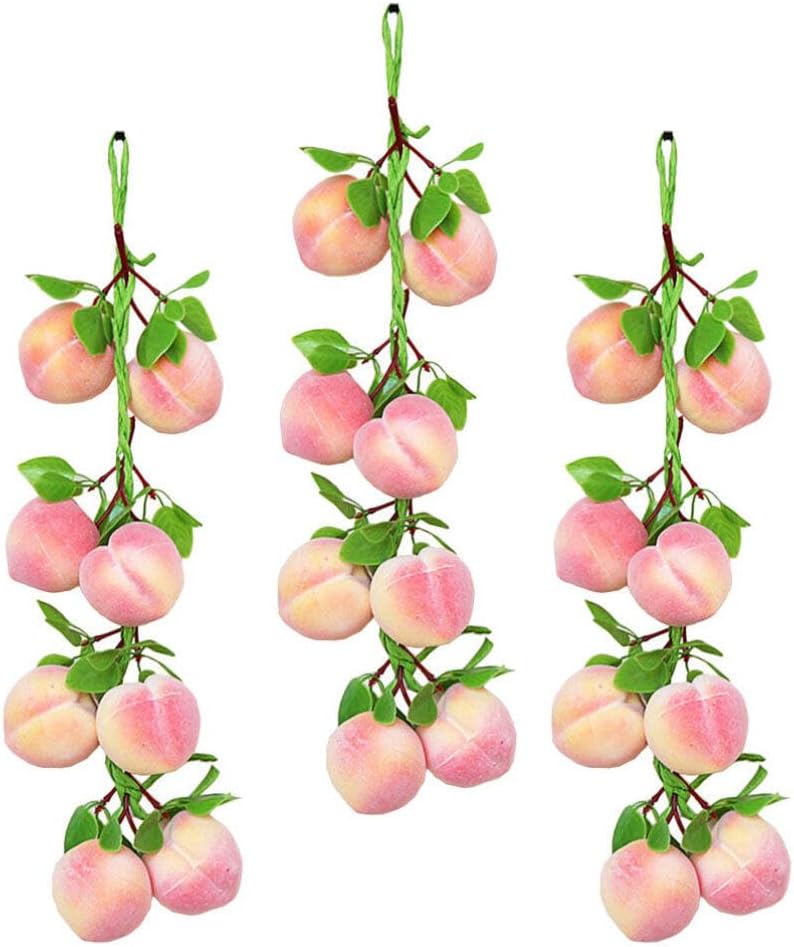 VOSAREA Artificial Peach Pendant 3pc Set