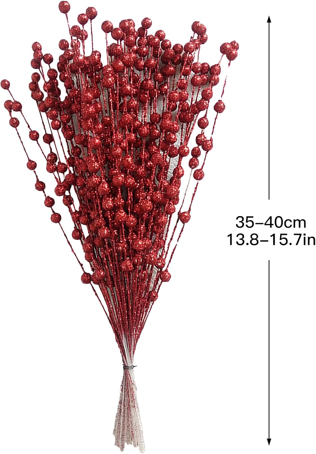50Pcs Glitter Berry Stem Ornaments 157in Pink Christmas Branches