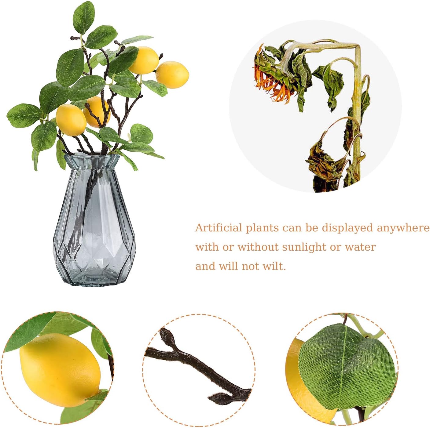 Artificial Lemon Branches for Kitchen Decor and Party Themes