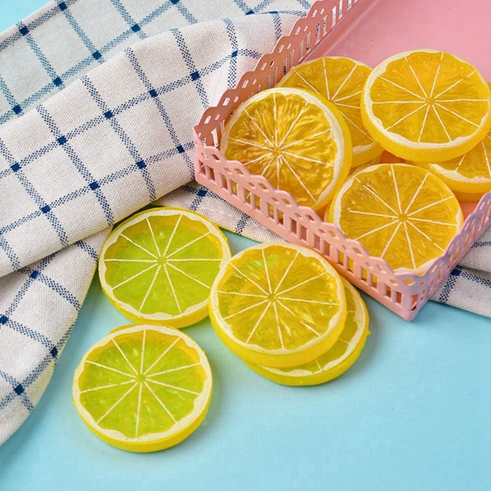 10 Pcs Artificial Lemon Slices Decorative Fake Limes