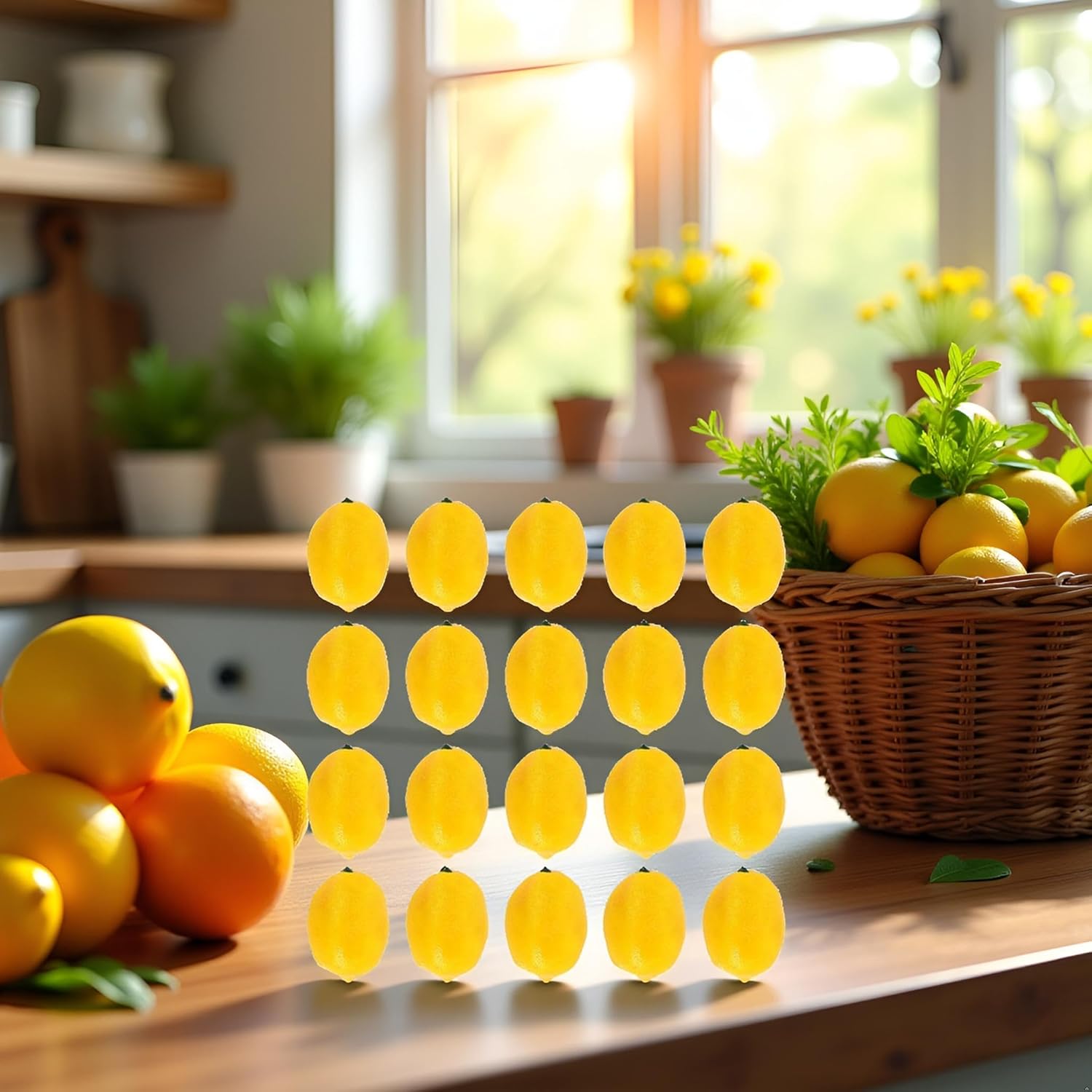 20Pcs Yellow Lemon Mini Fake Lemon Decorative Fruit