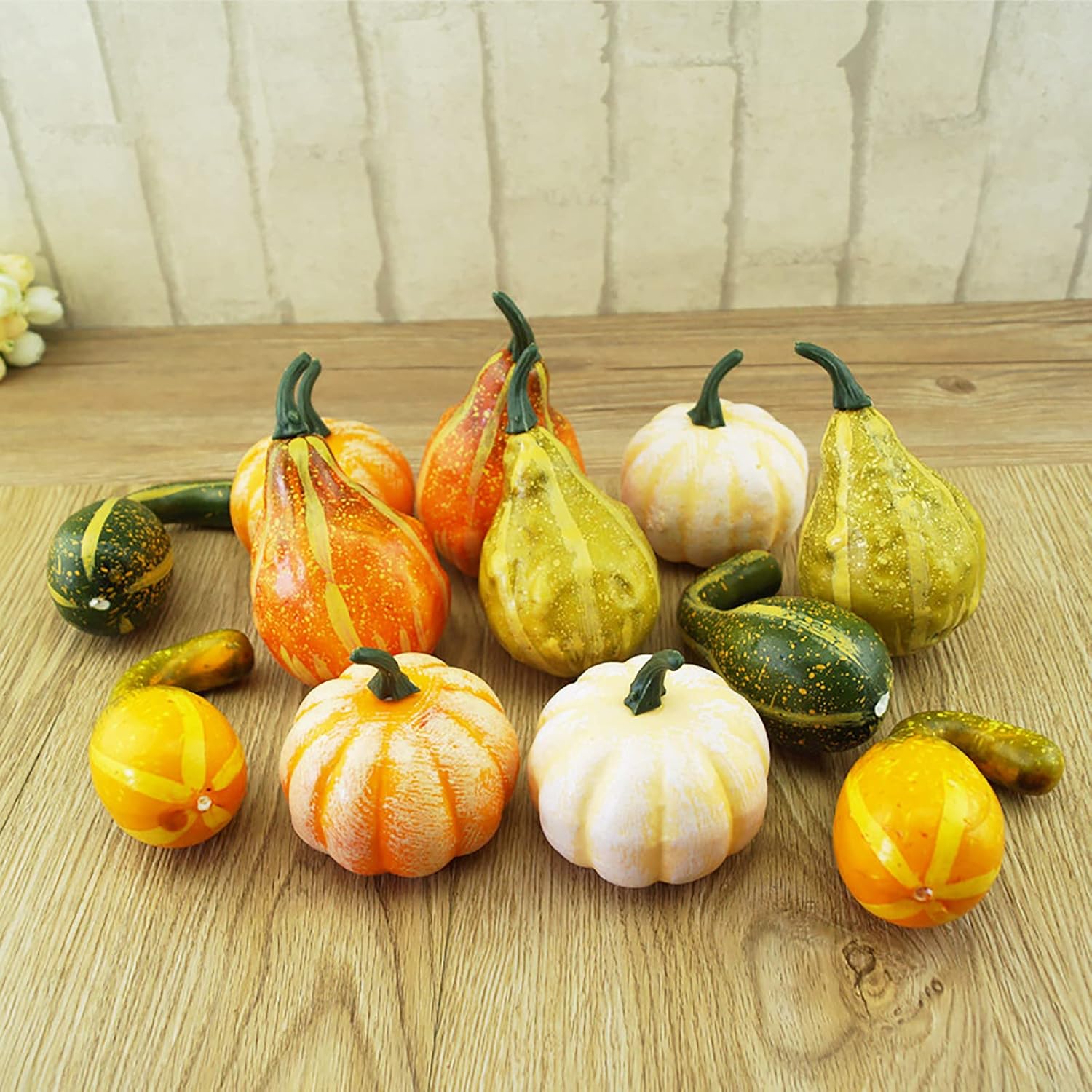 DAMEING 12Pcs Artificial Pumpkins and Gourds for Home Decoration