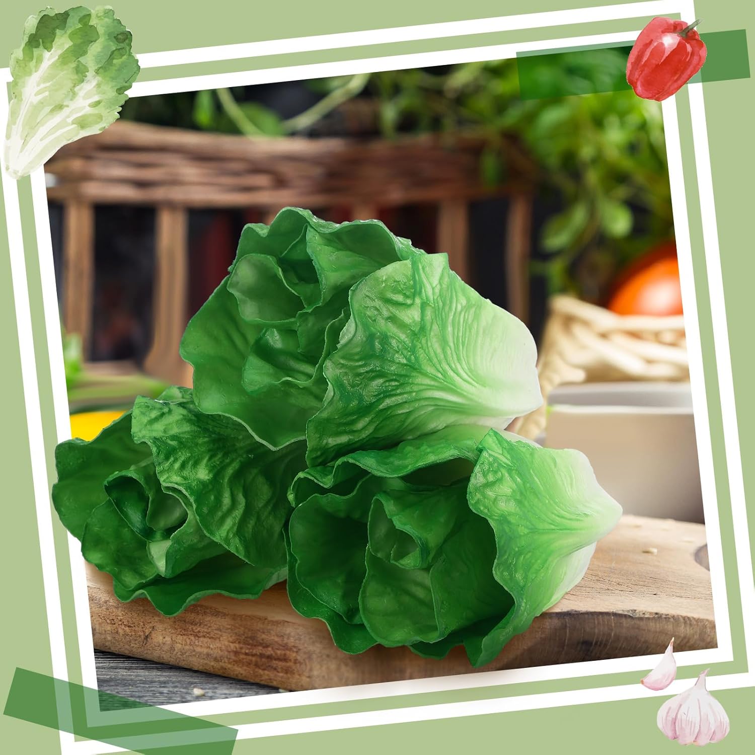Zeyune 4 Pcs Artificial Lettuce for Home Kitchen Decor