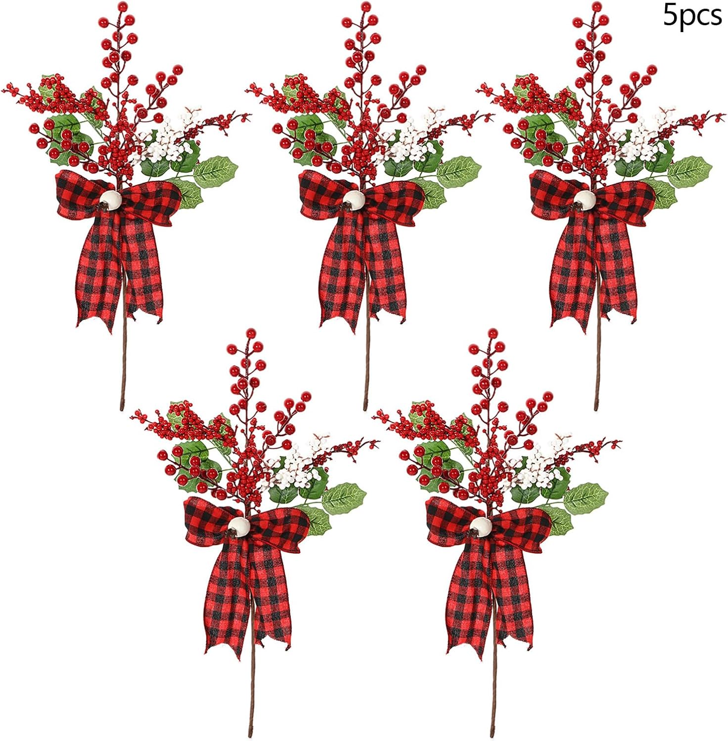 BestAlice 5 Pack Artificial Christmas Berries Stems
