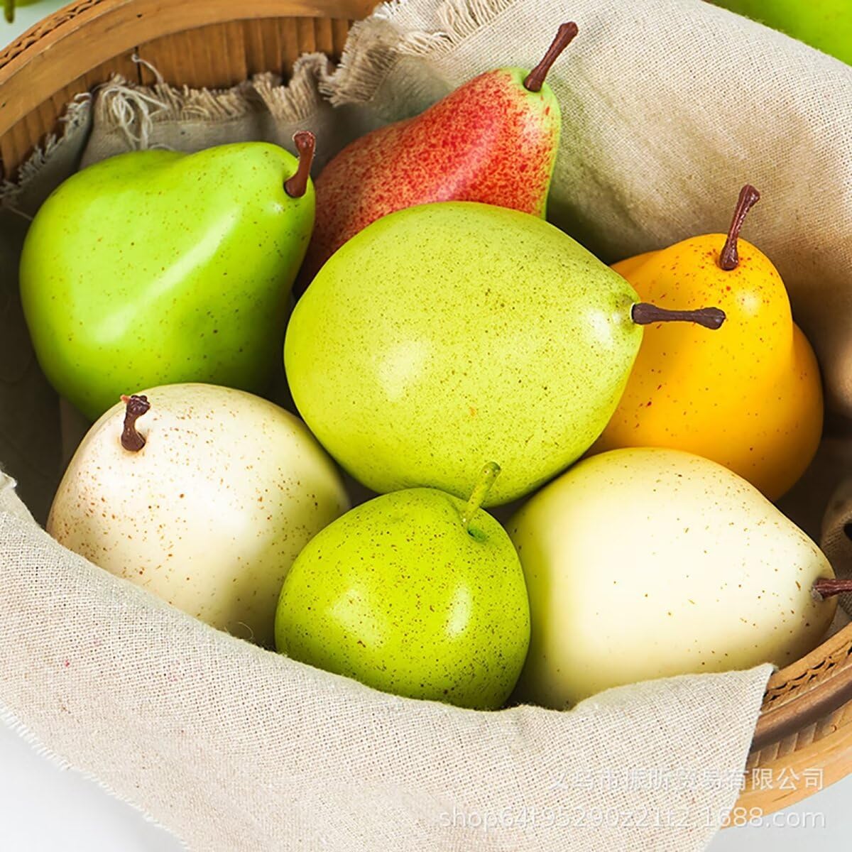 Lovmeety 6Pcs Artificial White Pears Decorative Fruit