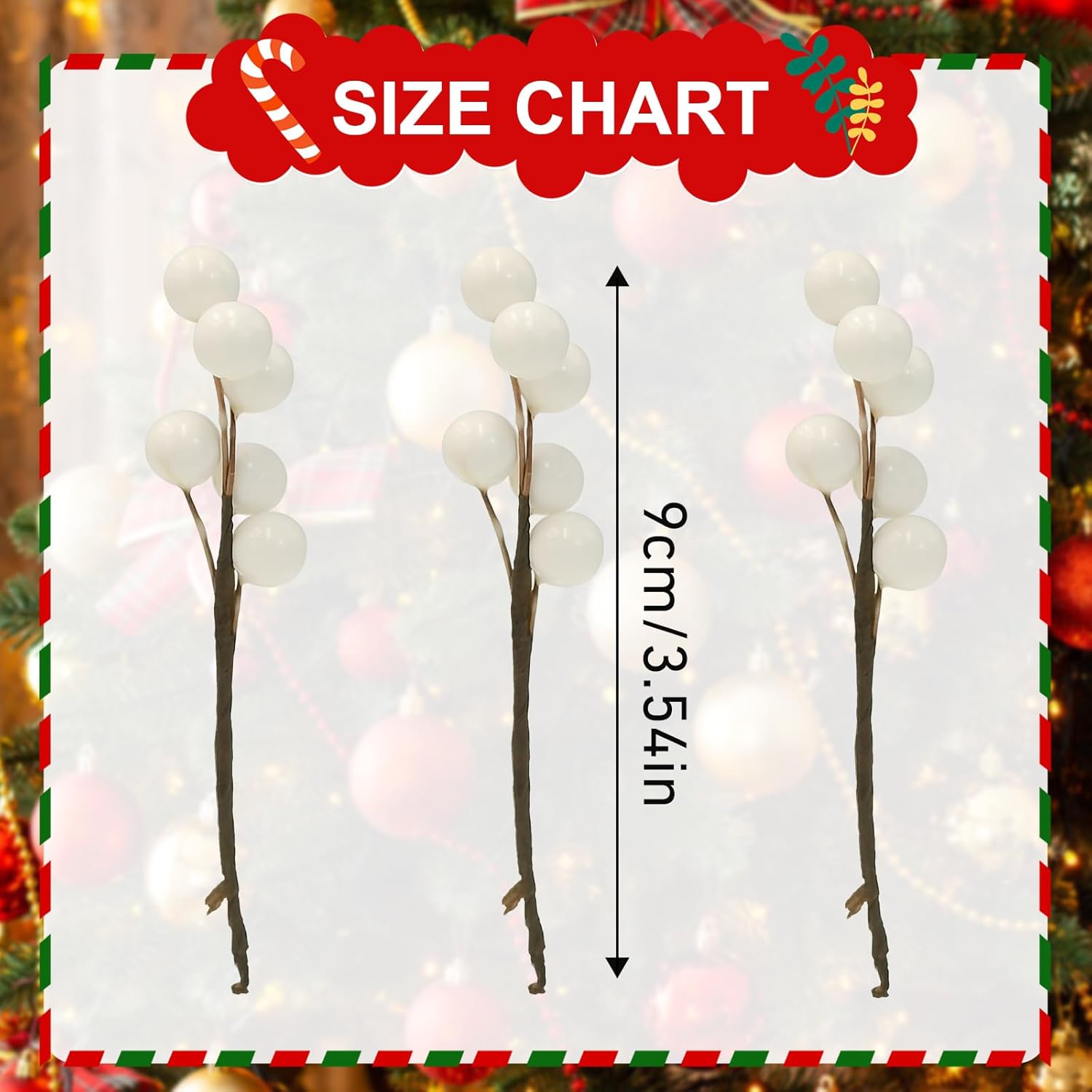 60 Artificial Holly Berries Stems for Christmas Decor