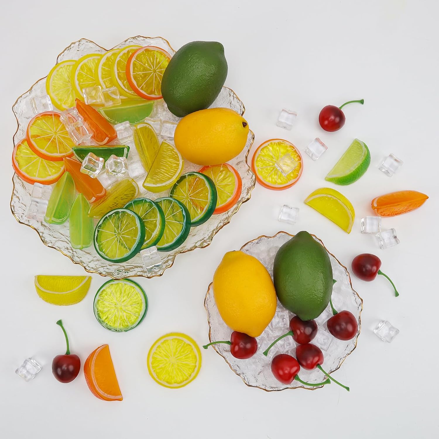 Gresorth 72pcs Lifelike Cherry and Lemon Artificial Fruit Set