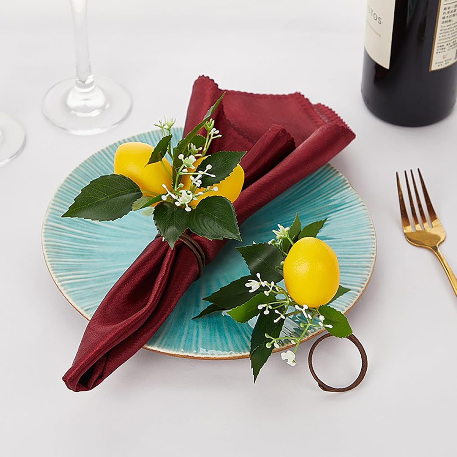 Wnvivi 6 Pcs Artificial Lemon Branches with Faux Fruits and Stems