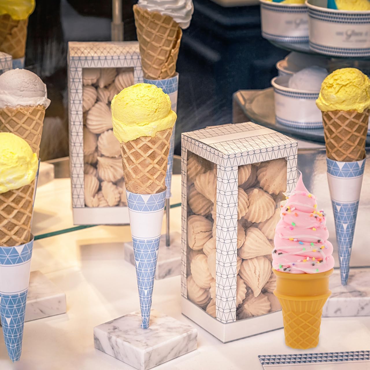 Cabilock Lifelike Ice Cream Cone Artificial Model