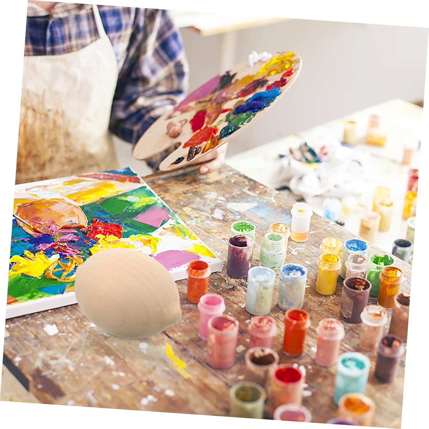 5Pcs Unfinished Wooden Lemon DIY Painting Kit