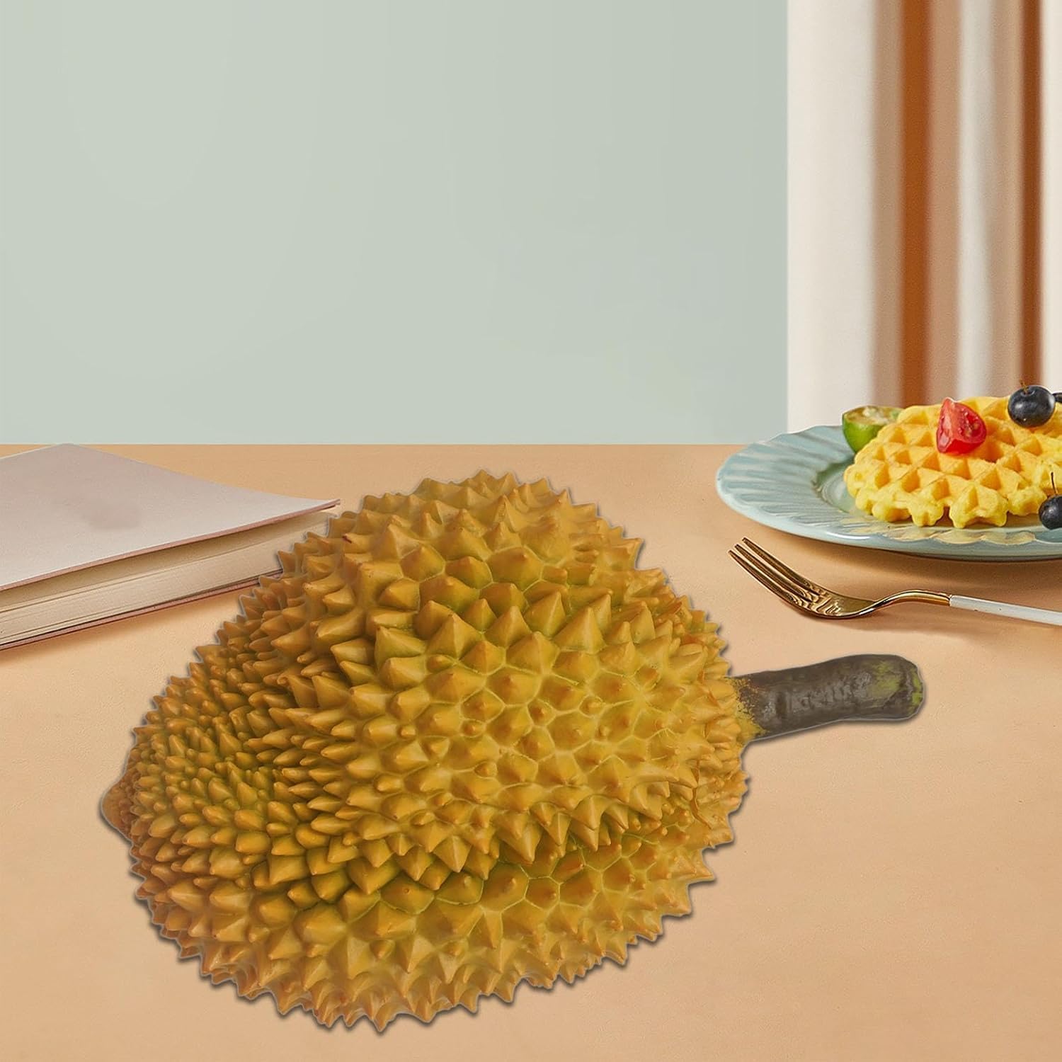 Lindagary Imitation Durian Statue Decor Artificial Fruit Sculpture