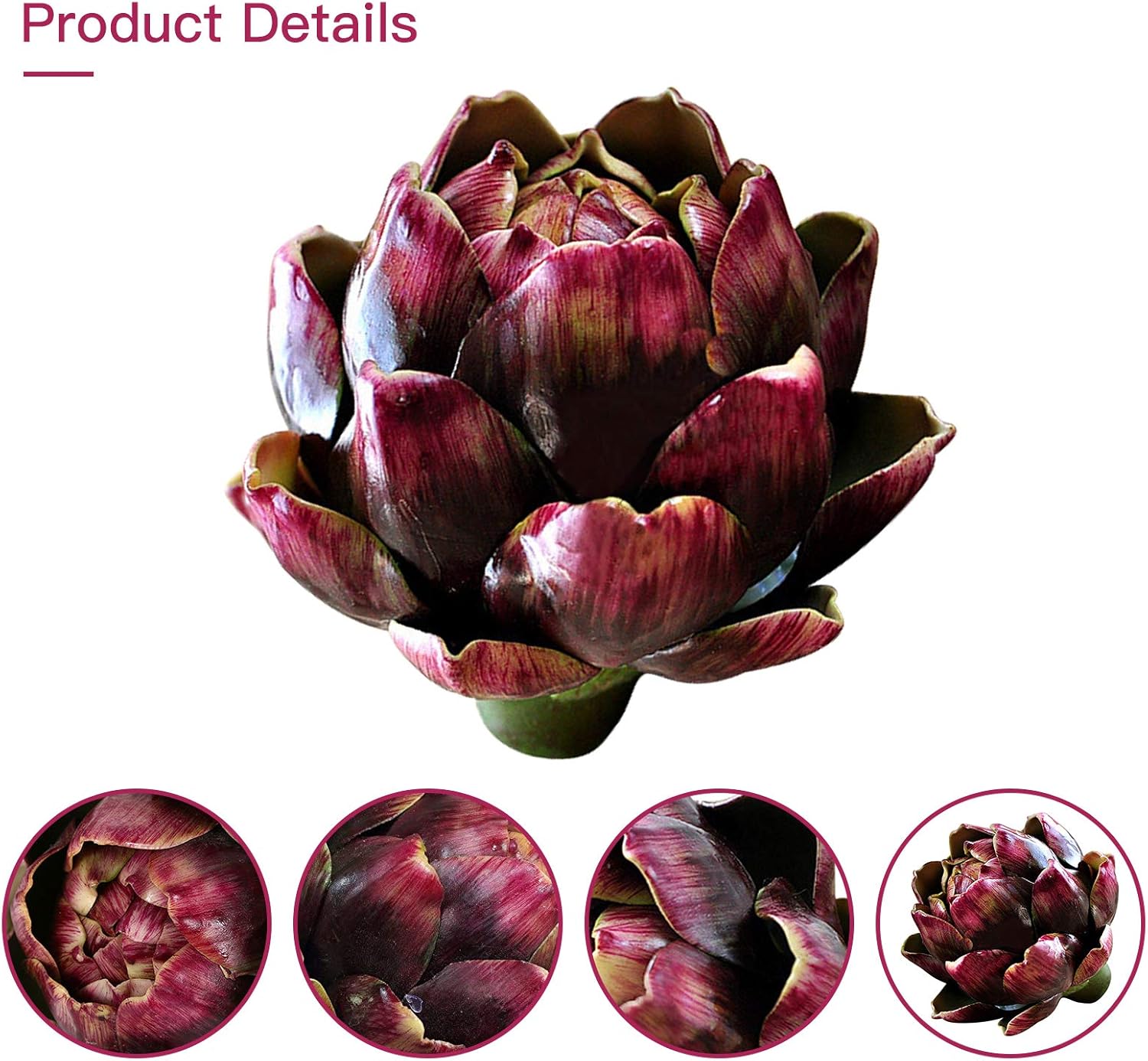 Artificial Artichoke Decor Purple Large Set of 6