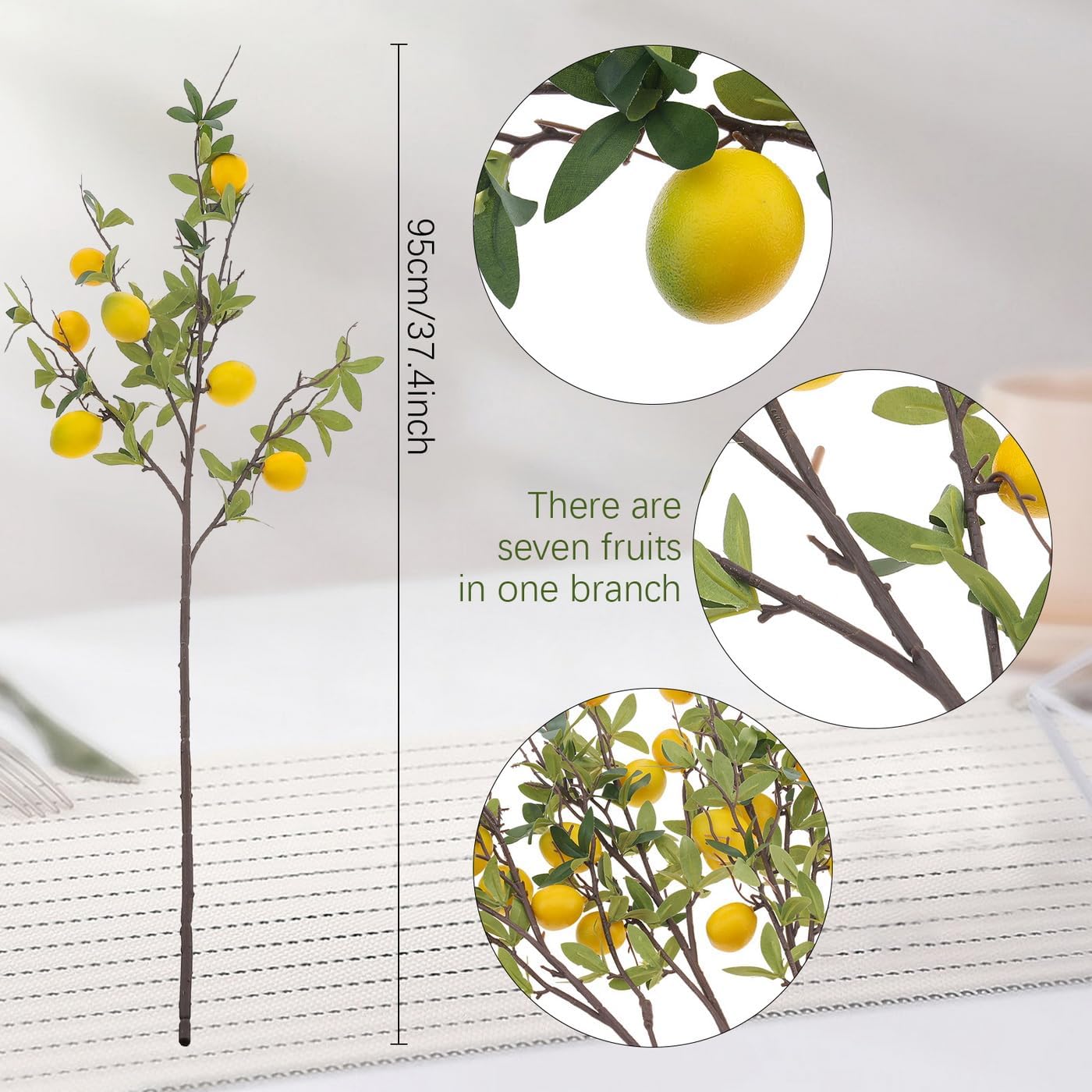 Woration 374 Inch Artificial Lemon Branches 3pcs