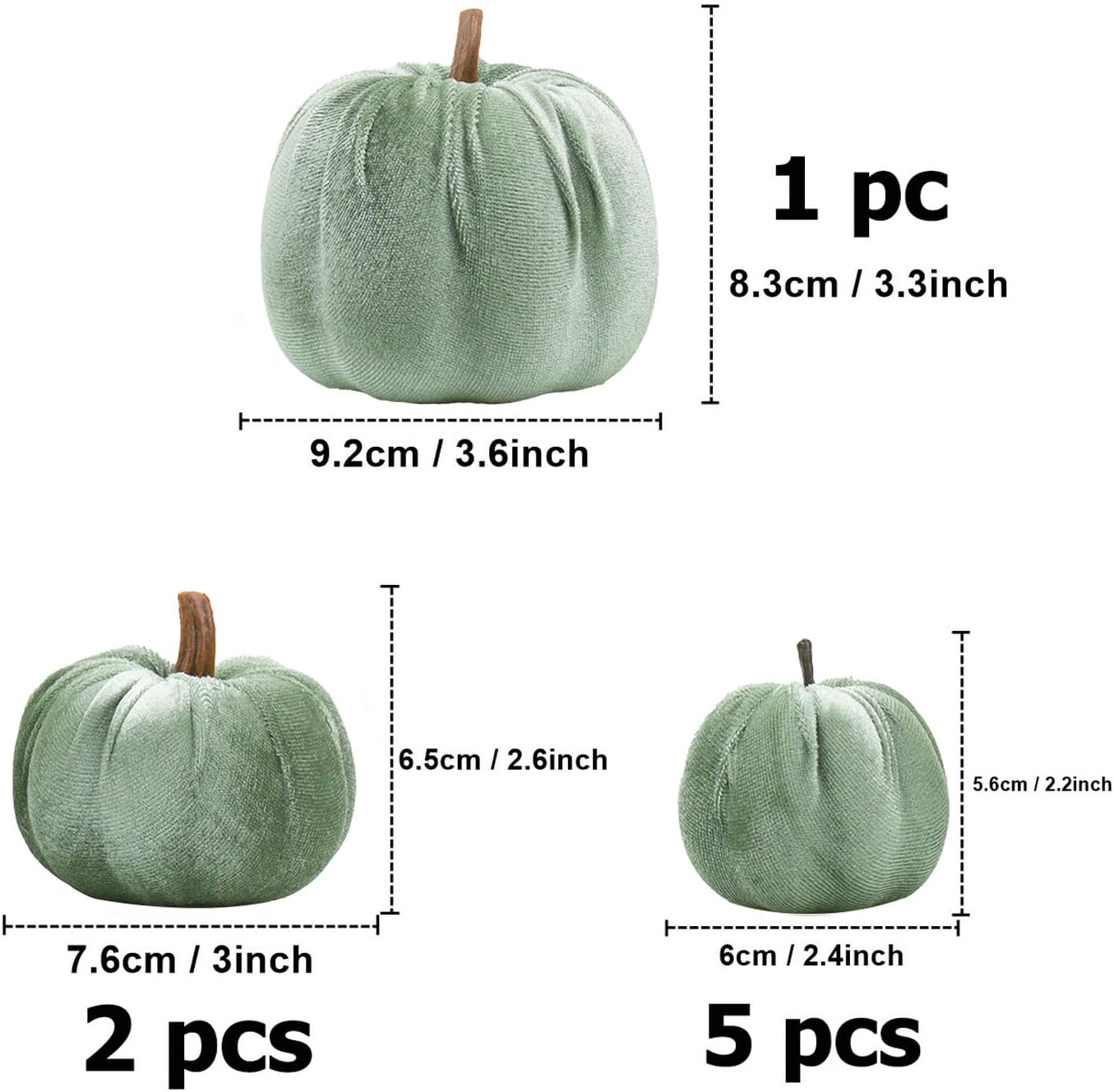 Woration 8pcs Artificial Velvet Fabric Pumpkins Fall Decor