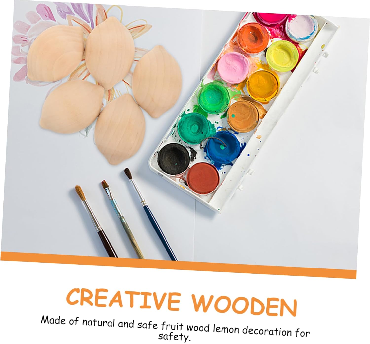 Artibetter 5pcs Wooden Lemon Shape Painting Kit for Kids
