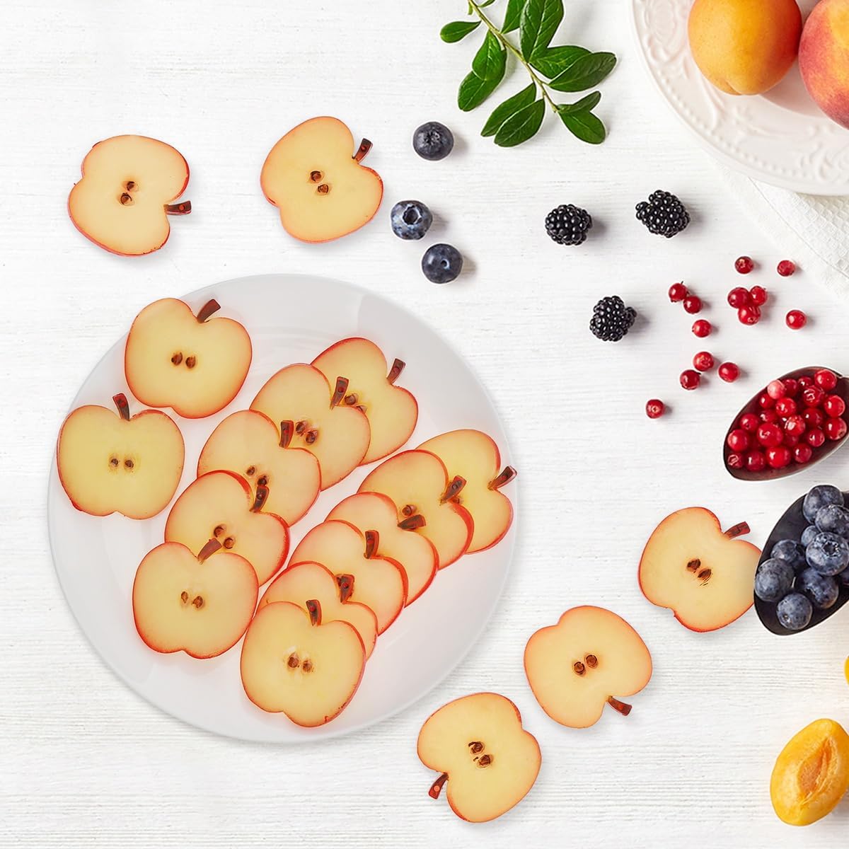 18PCS Artificial Apple Slices Realistic Lifelike Plastic Decoration