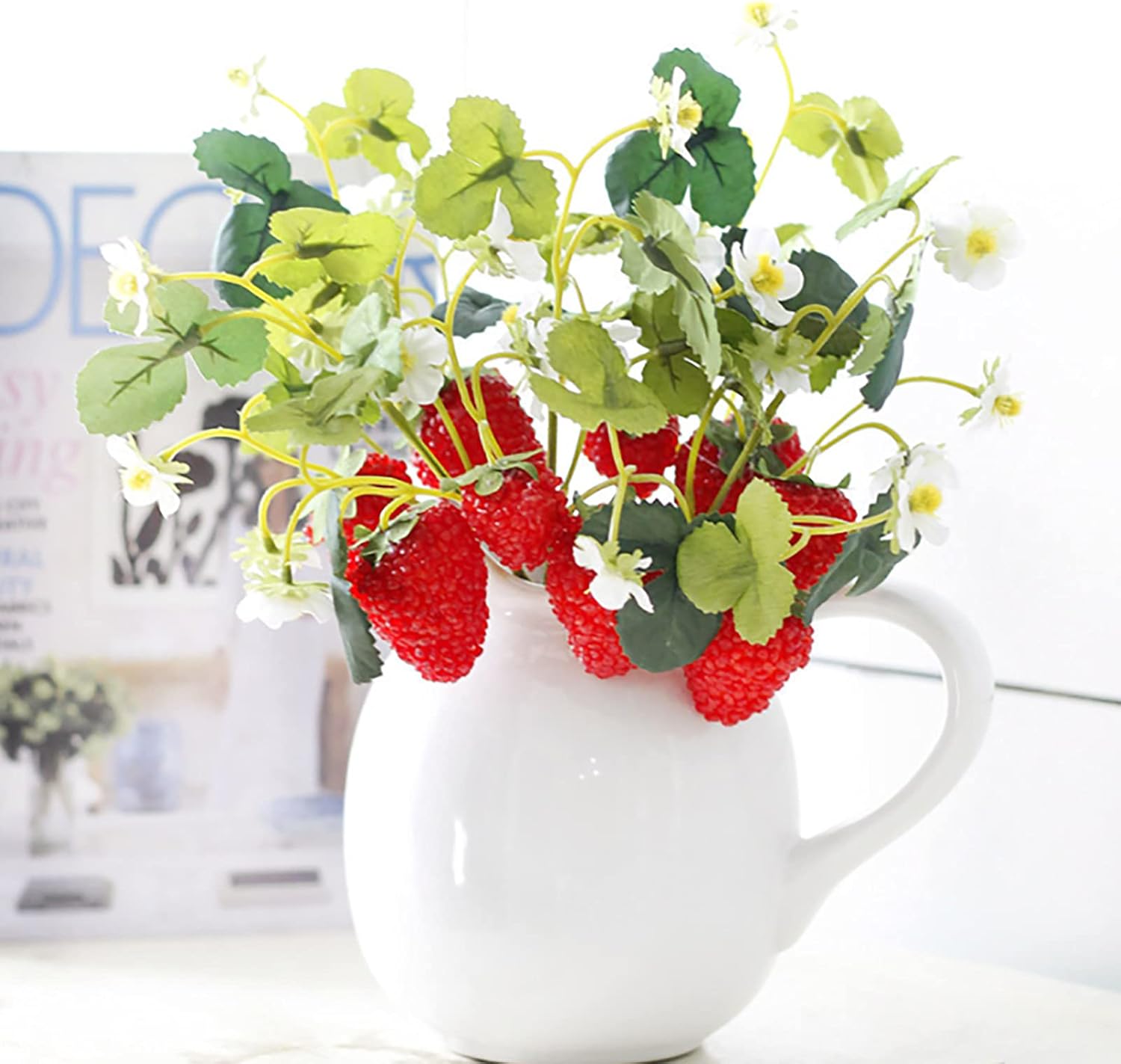 10 PCS Artificial Strawberry Plants for Home Wedding Decor