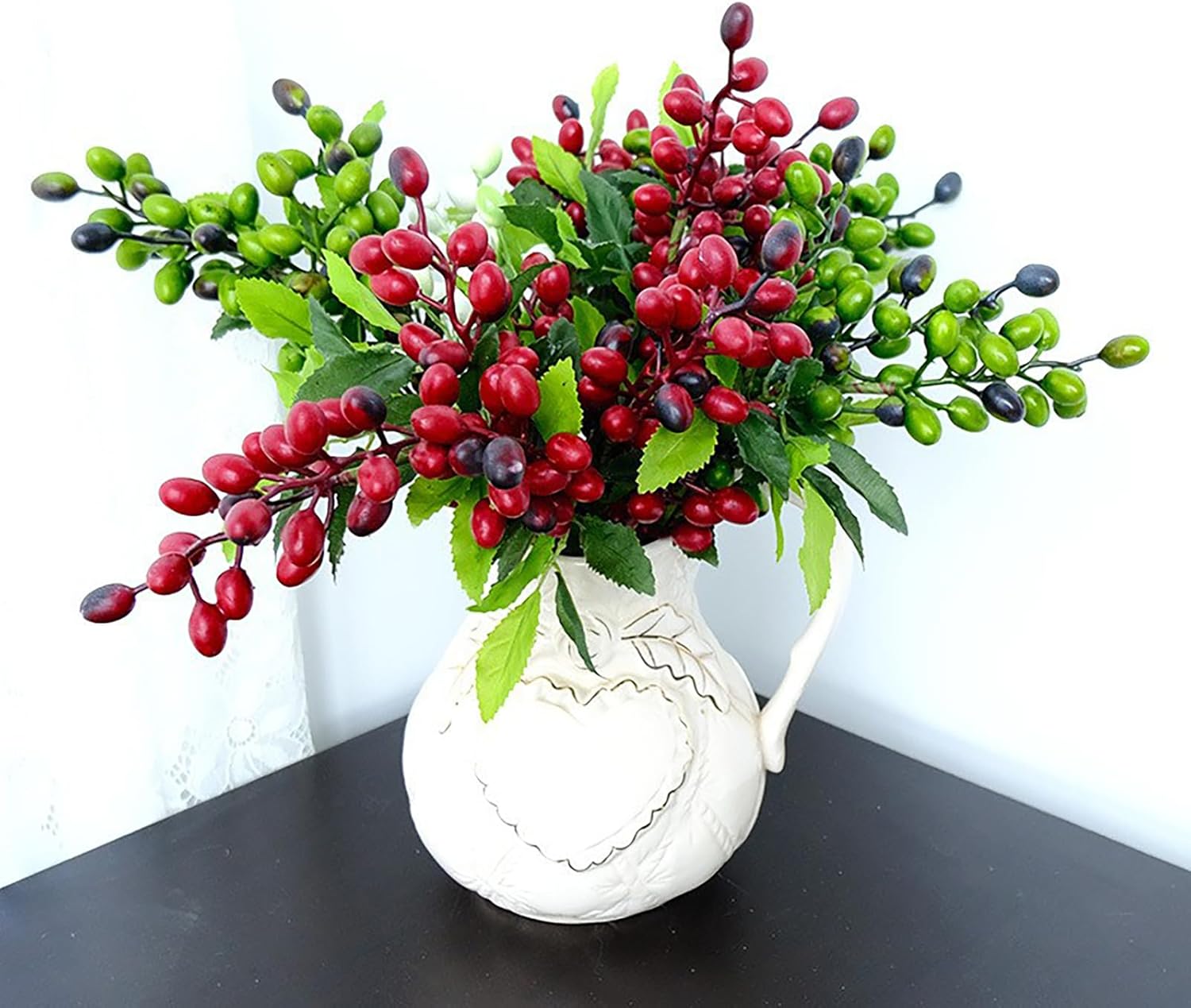 BestAlice 4 Pcs Artificial Red Berries with Stems