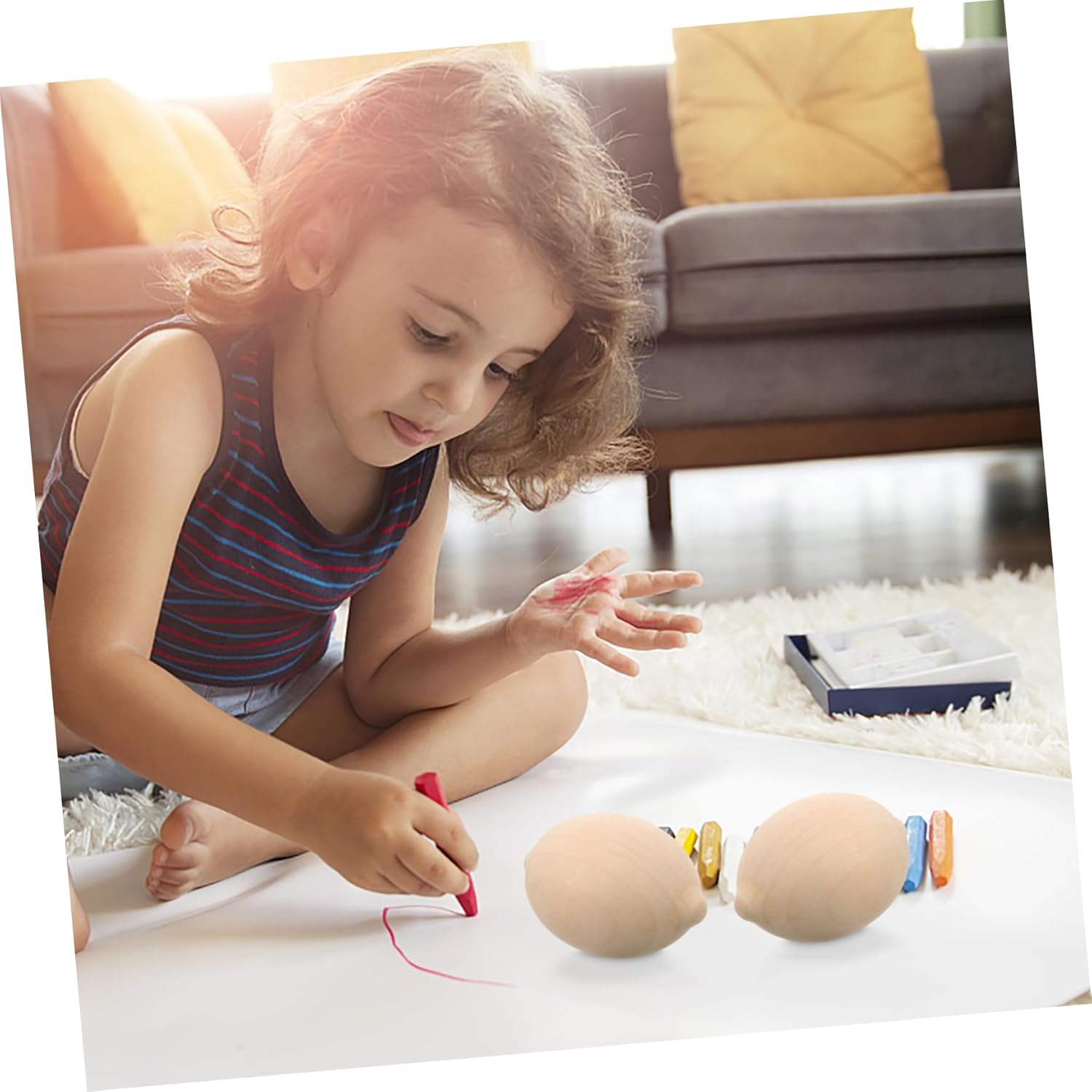 5Pcs Unfinished Wooden Lemon Decor Kit for DIY Painting