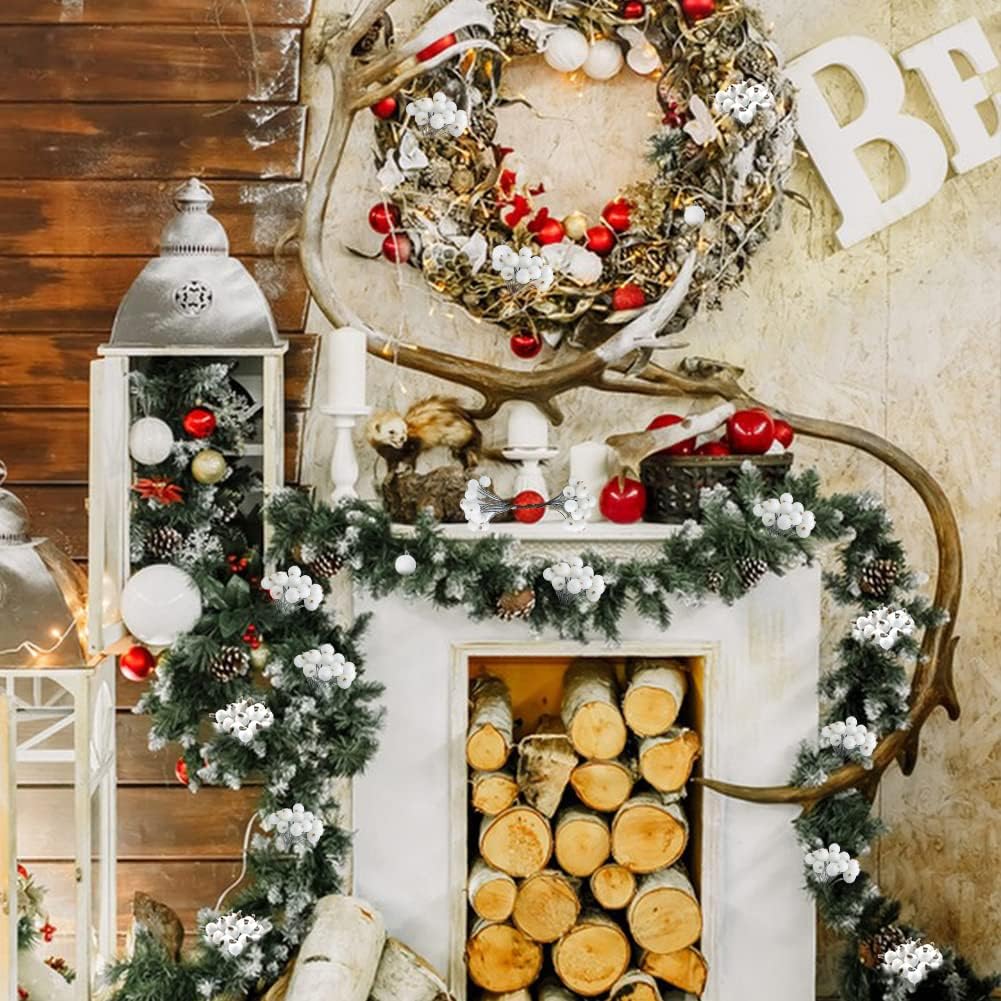 Christmas Foam Frost Berries Garland Decor White