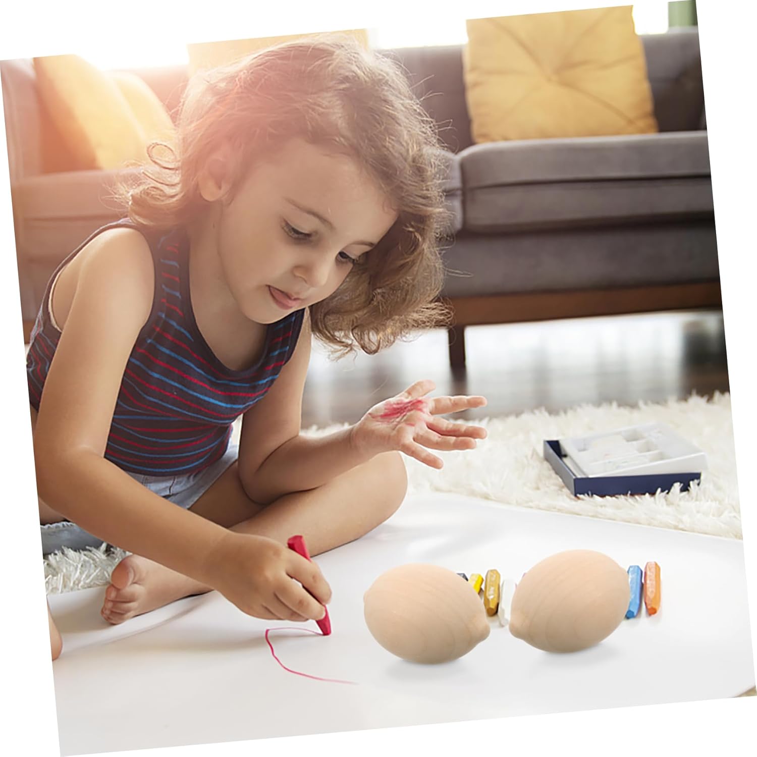 NUOBESTY 5pcs Wooden Lemon Shape Painting Toys
