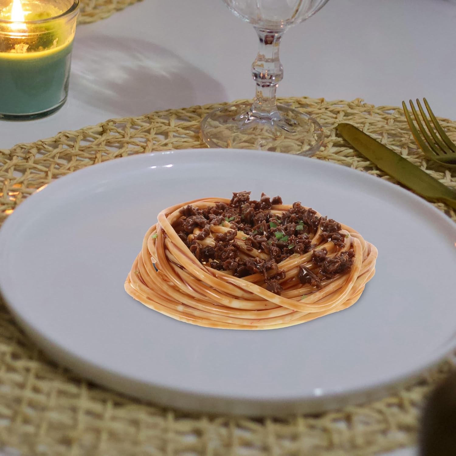 LUOZZY Artificial Spaghetti with Meat Sauce Decorative Food Display Prop
