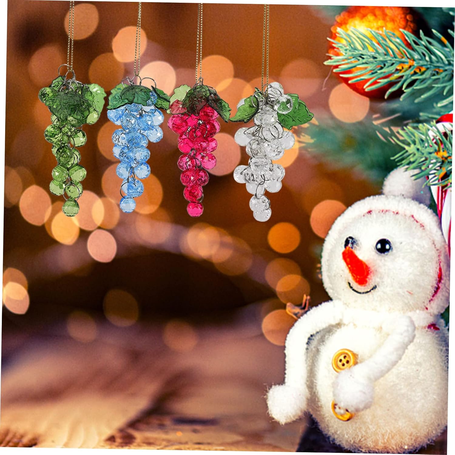 4 Pcs Acrylic Grape Beads Cluster Christmas Decor
