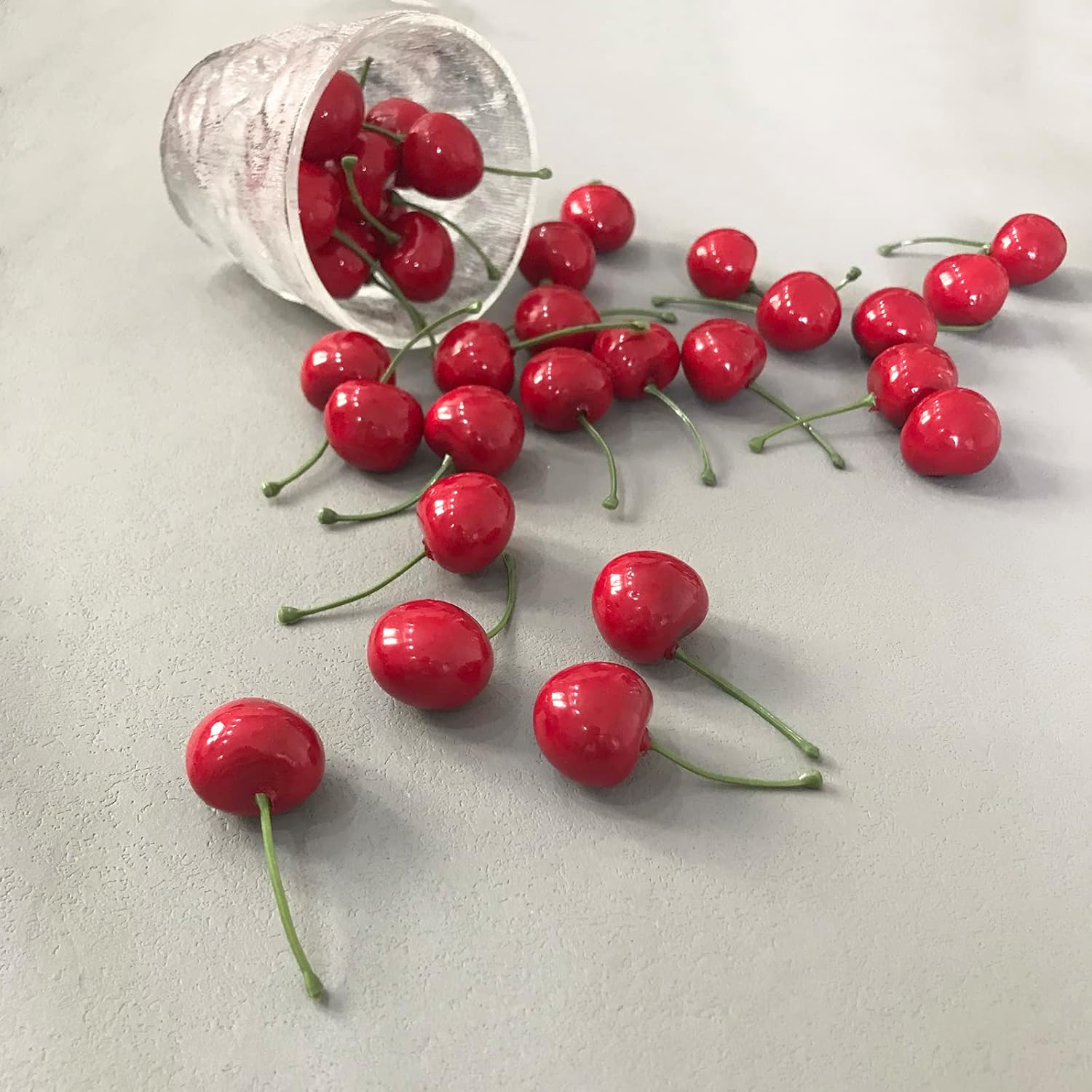 50pcs Artificial Red Cherries Realistic Decoration Props