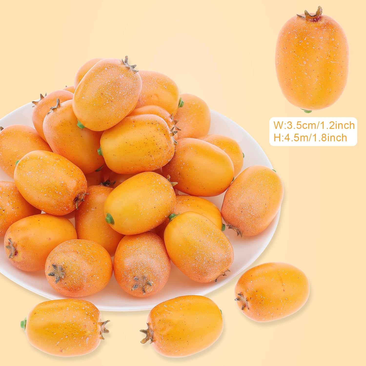 20Pcs Artificial Loquat Fruit Decor DIY Home Kitchen Photography