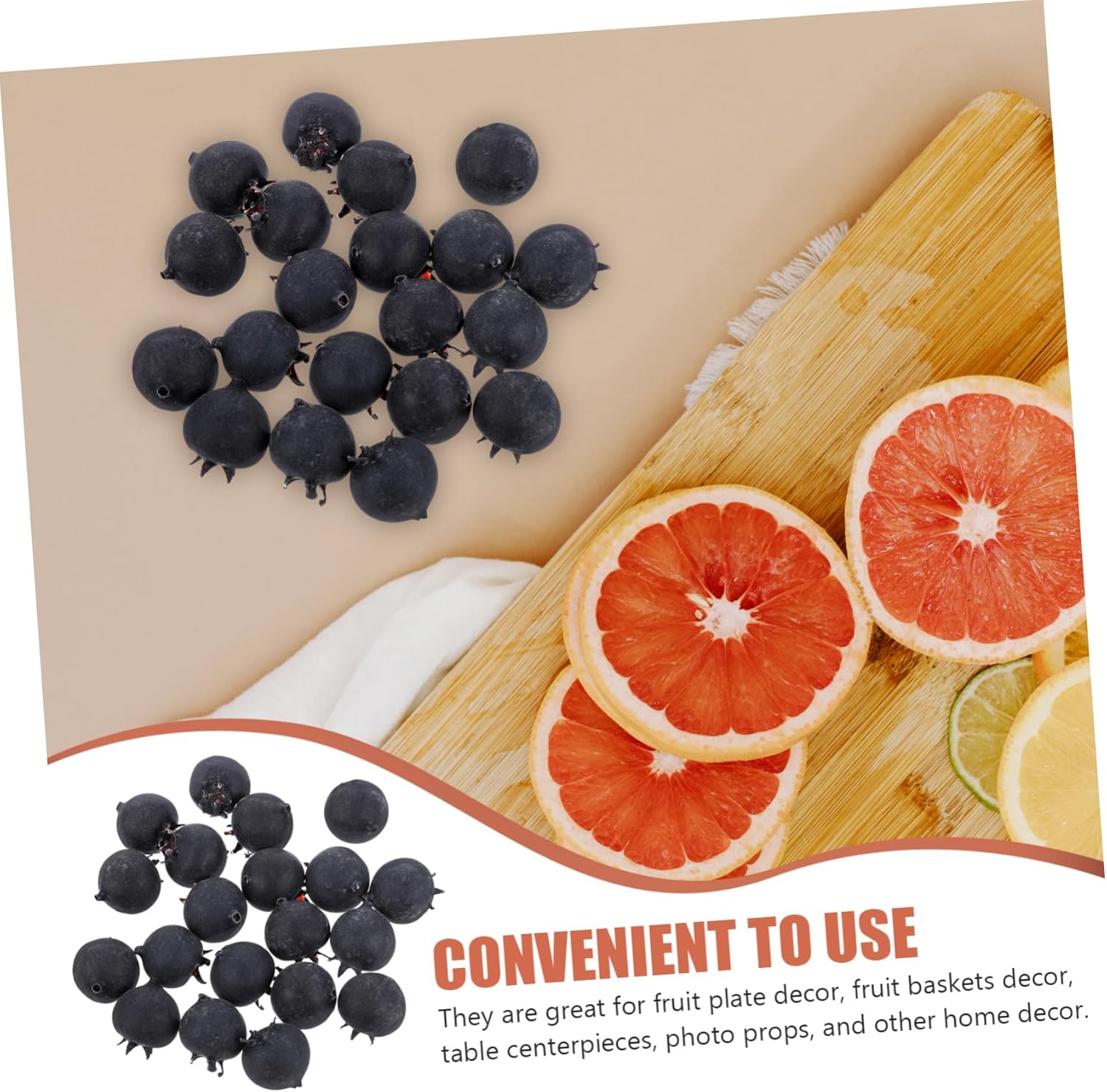 20pcs Lifelike Artificial Blueberries Decor Bunch