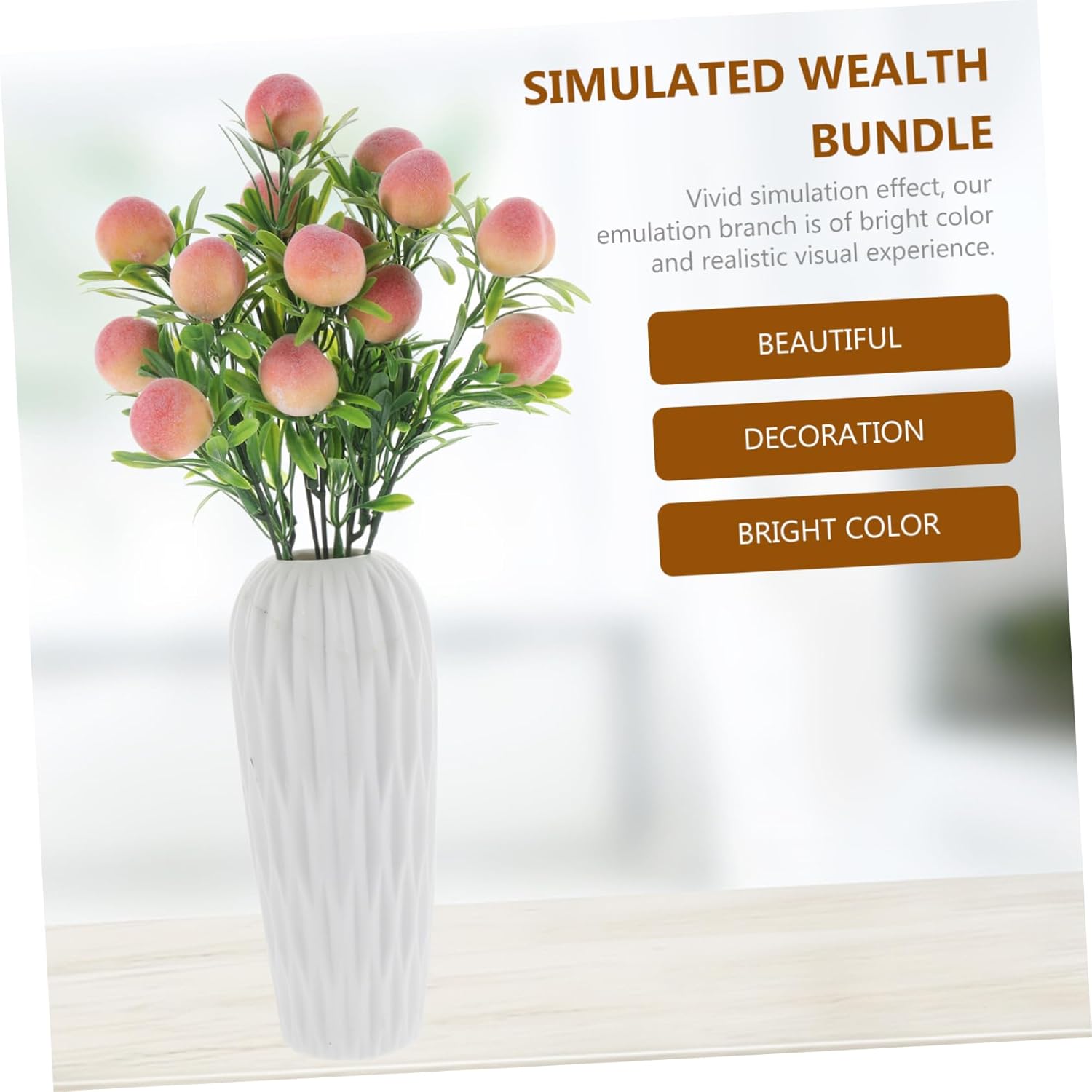 2PCS Artificial Peach Tree Stems for Home Decor