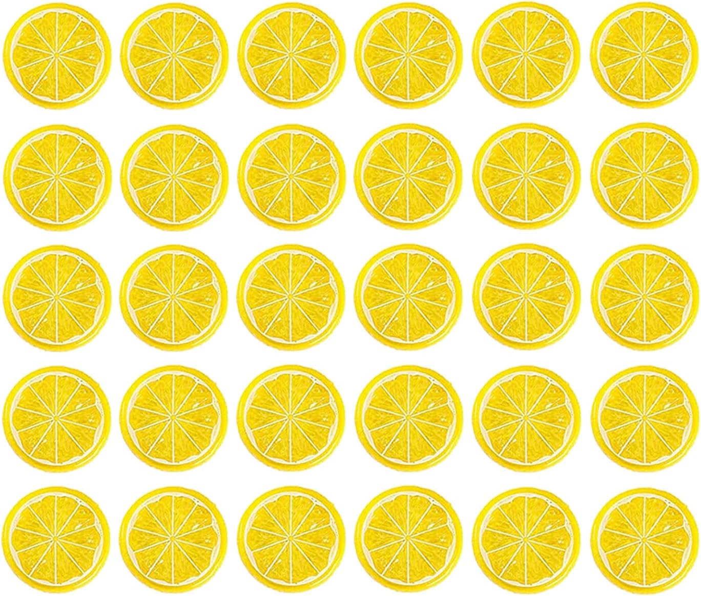 30 Piece Plastic Yellow Lemon Slices Decorative Model