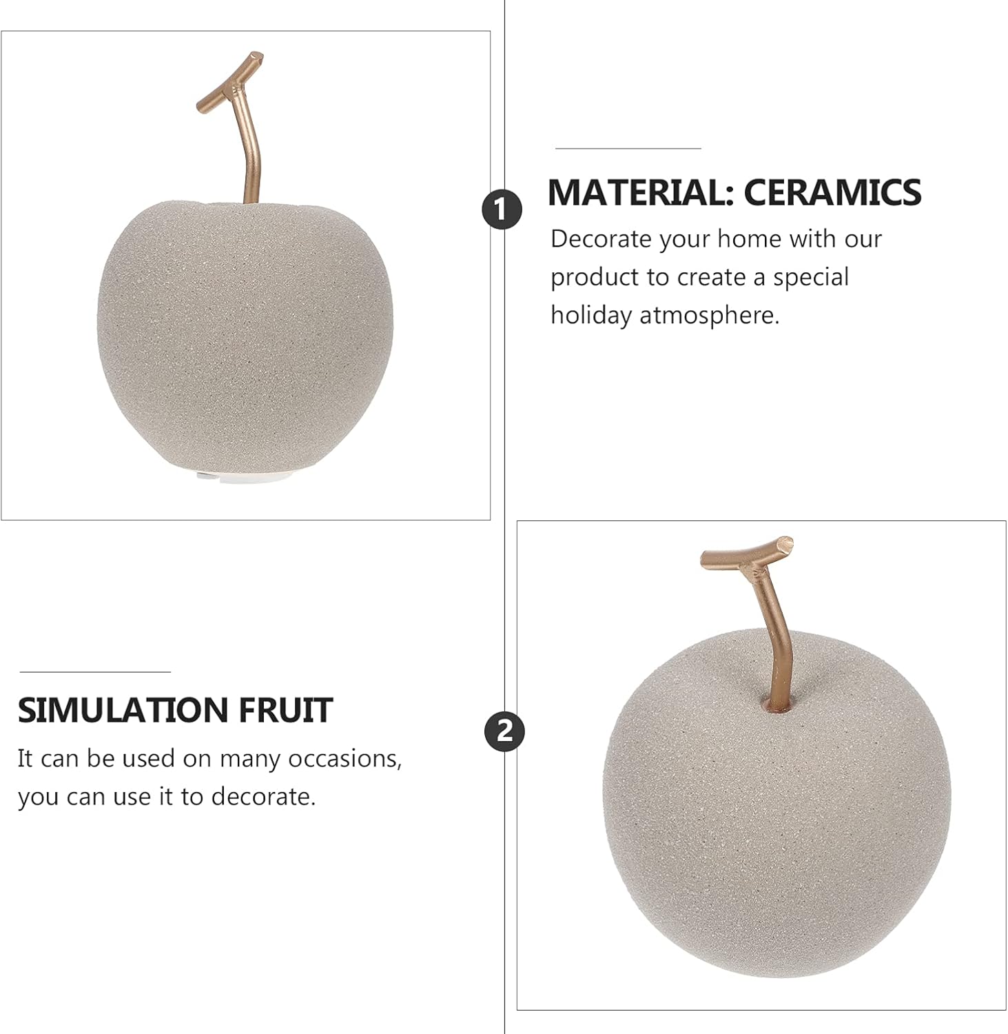 VICASKY 1pc Chic Ceramic Fruit Decoration