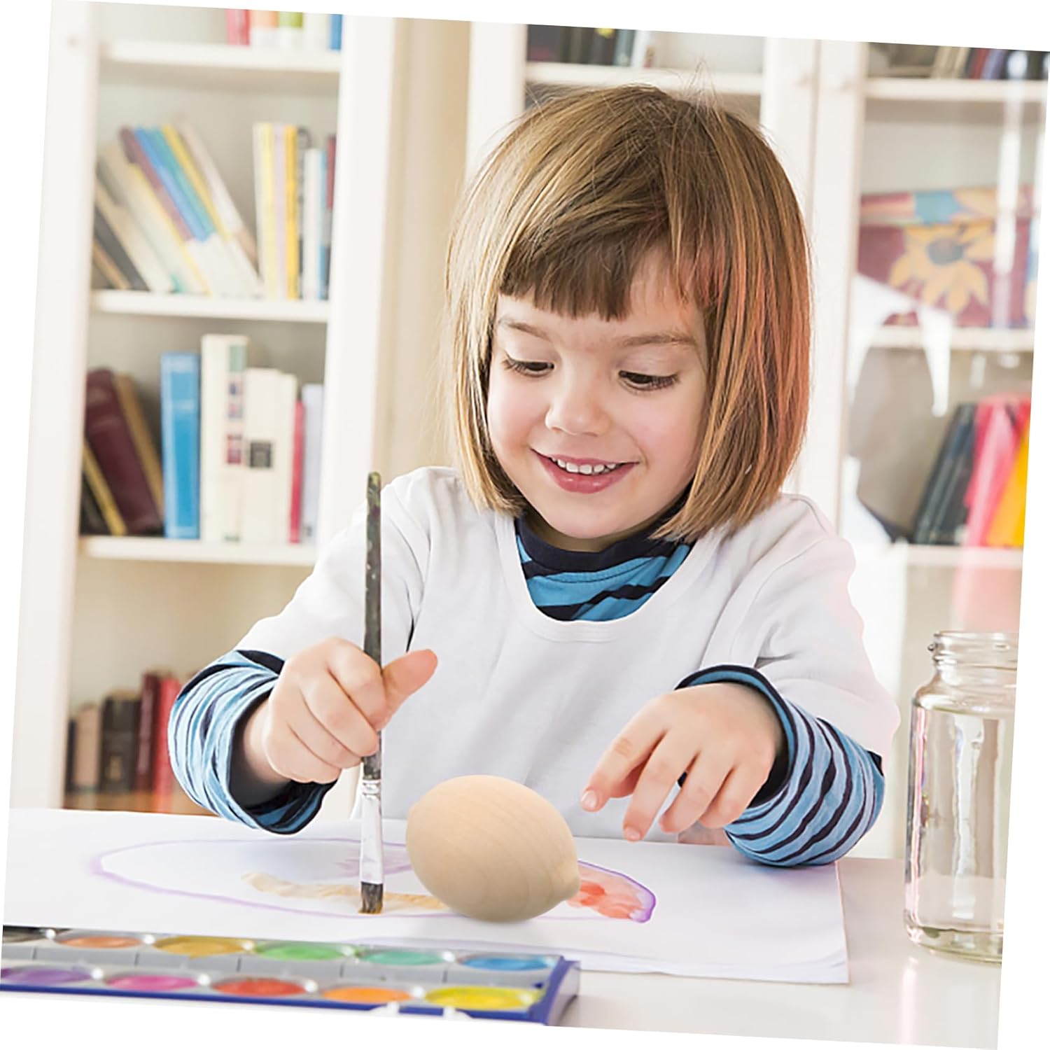 NUOBESTY 5pcs Wooden Lemon Shape Painting Toys