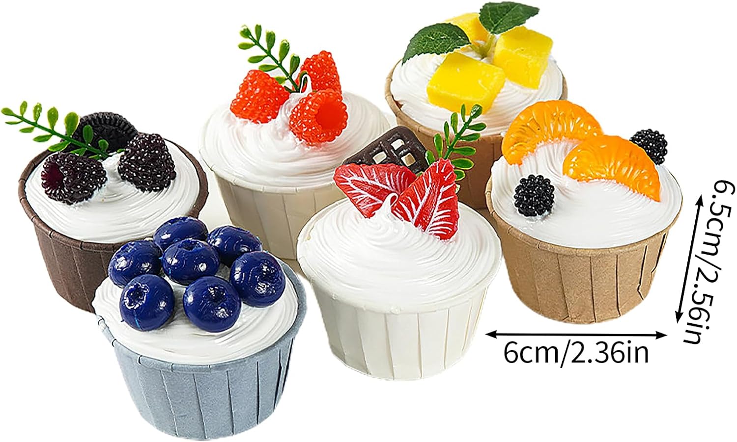 Wnvivi 6 Pack Artificial Cupcakes for Display Decoration