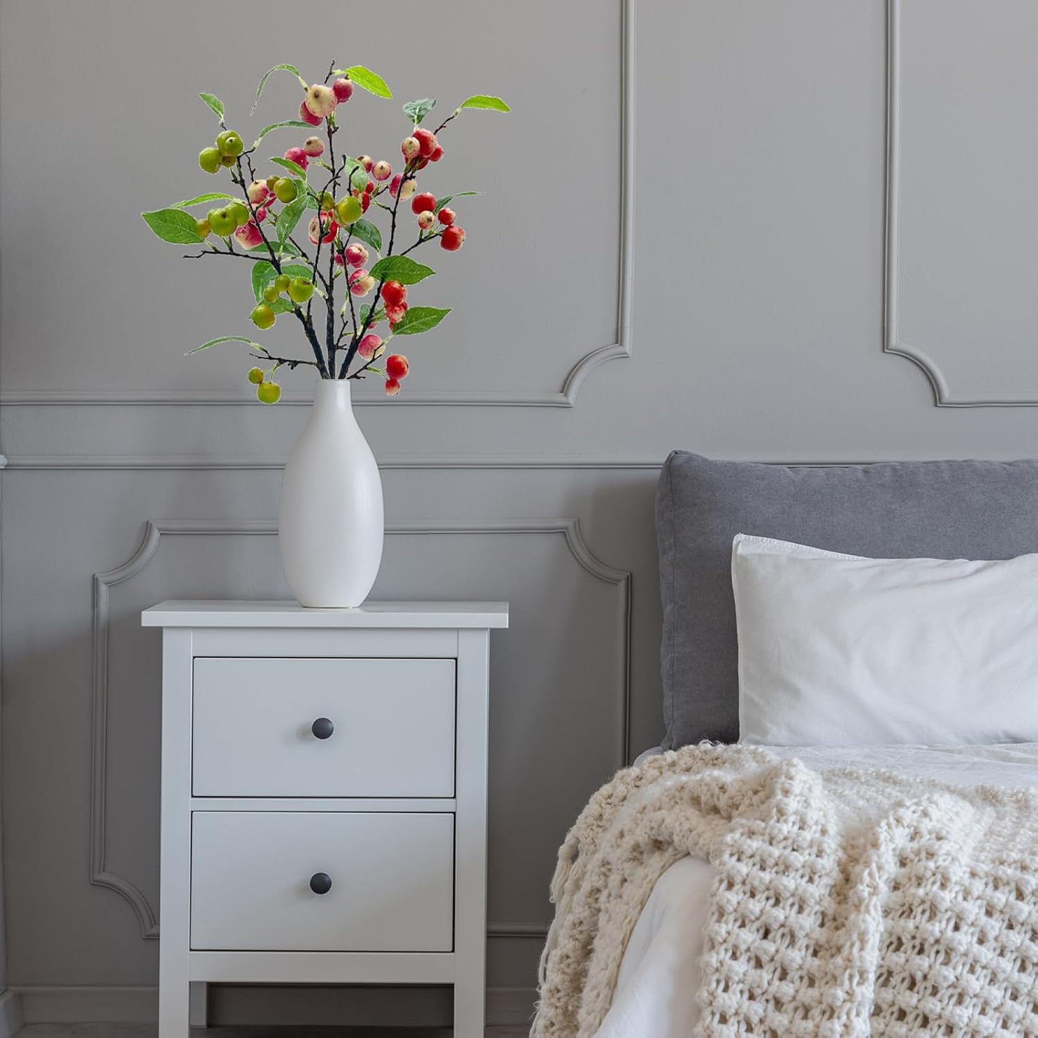 Artificial Apple Branches with Green Leaves