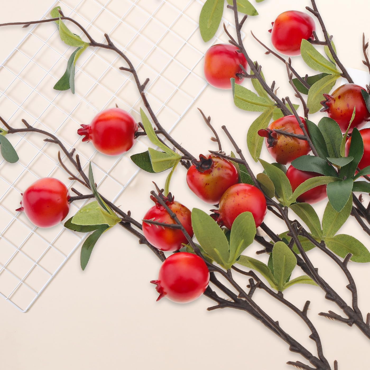 Woration 5PCS Artificial Pomegranate Branches Set