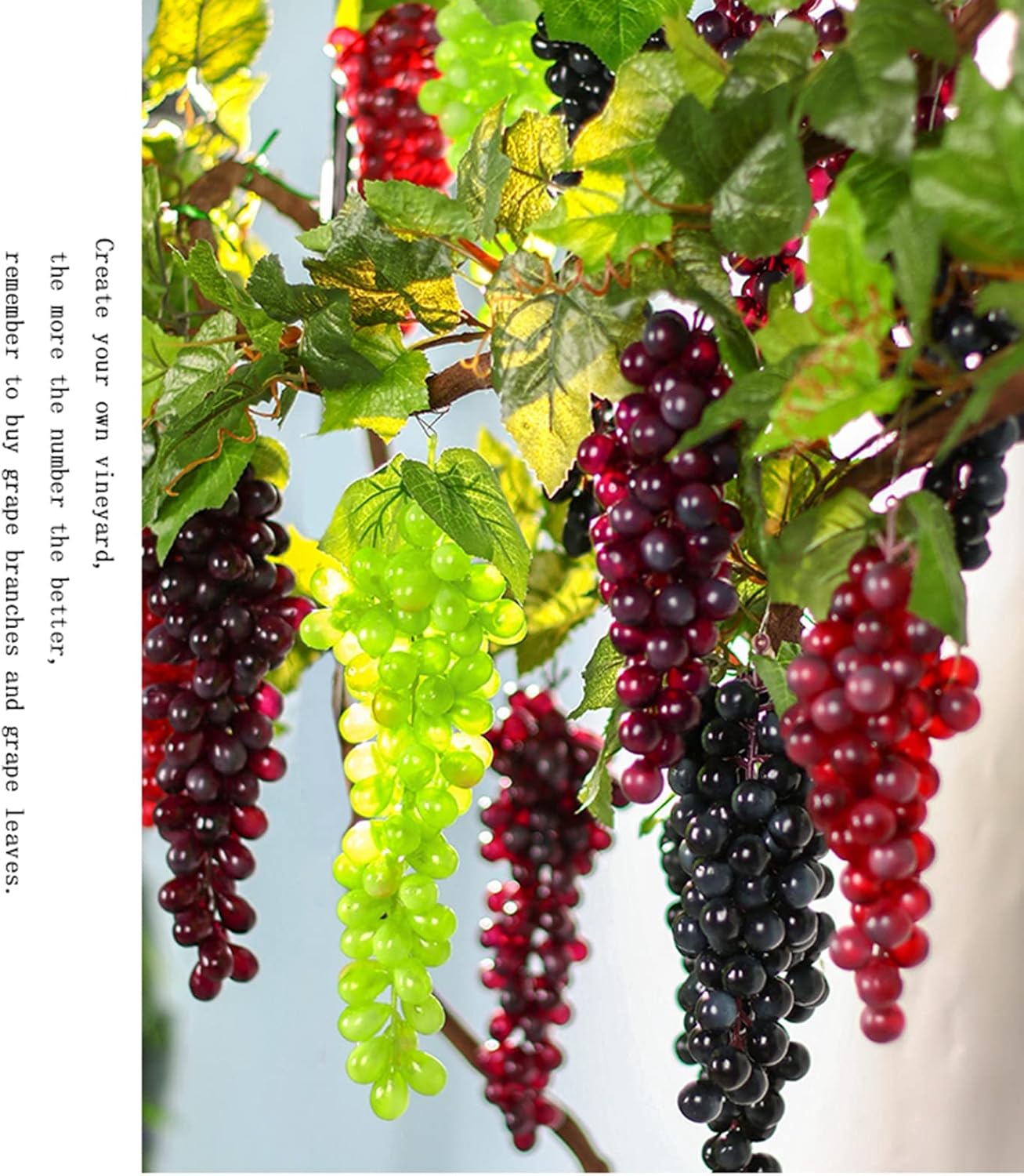 Realistic Artificial Black Grape Bunches for Decor