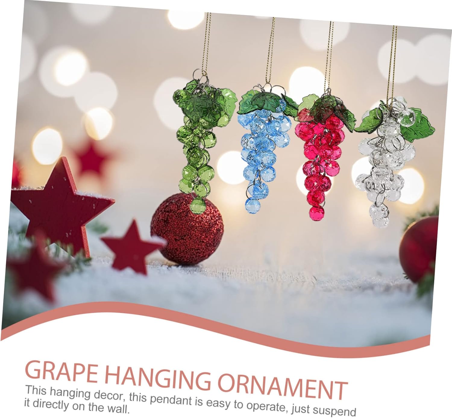 4 Pcs Acrylic Grape Beads Cluster Christmas Decor