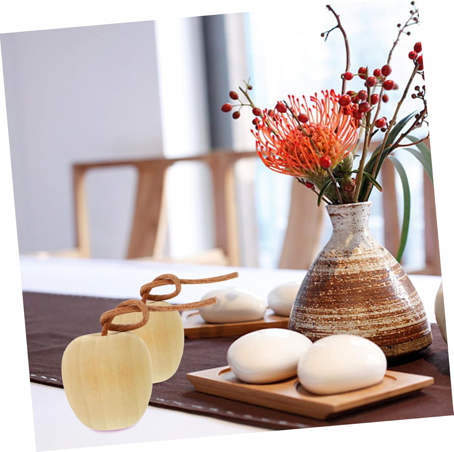 4pcs DIY Unpainted Wood Fruit Ornaments for Creative Crafts