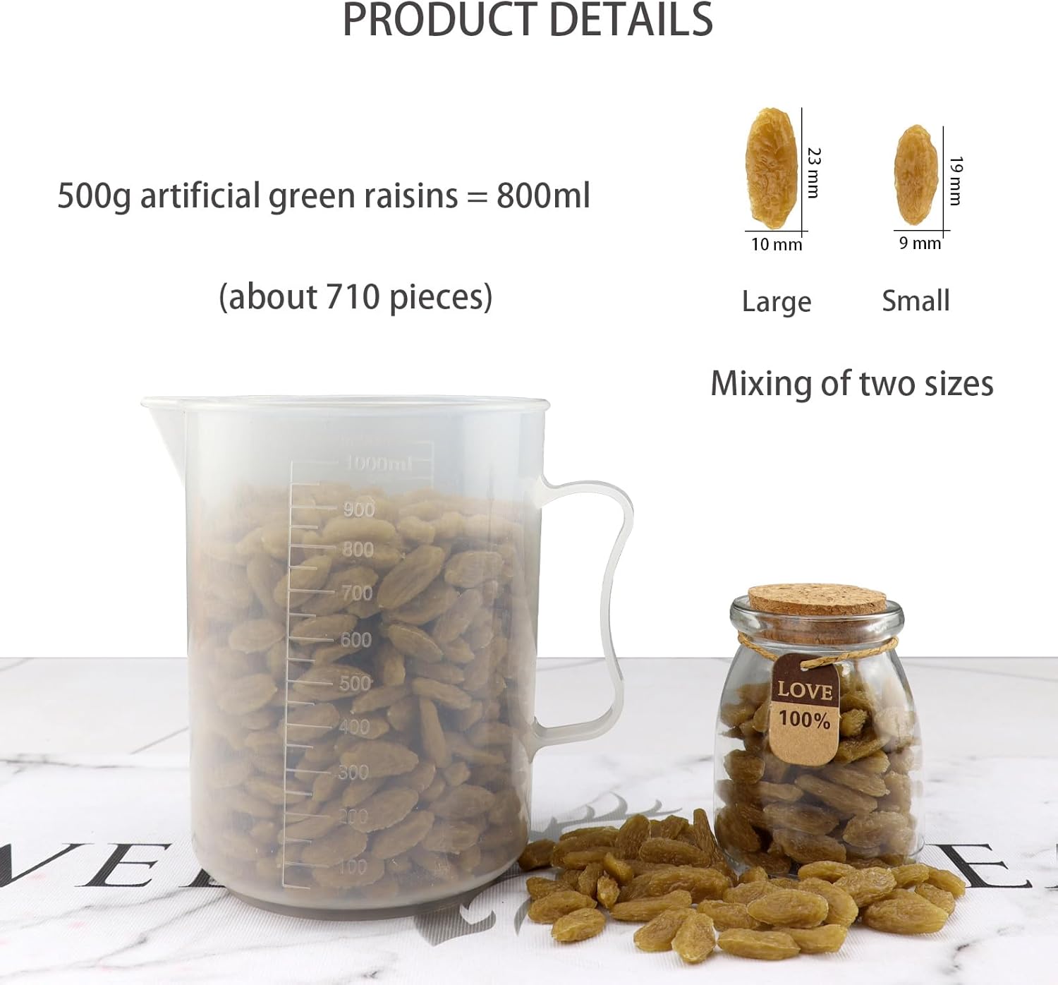 Artificial Green Raisins 500g for Home Kitchen Decoration