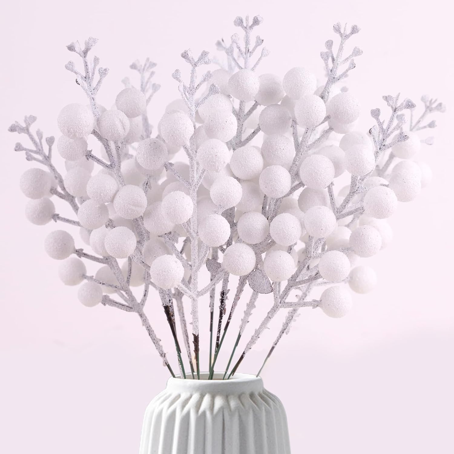 Christmas Glitter Berry Stems 14Pcs for Holiday Decor