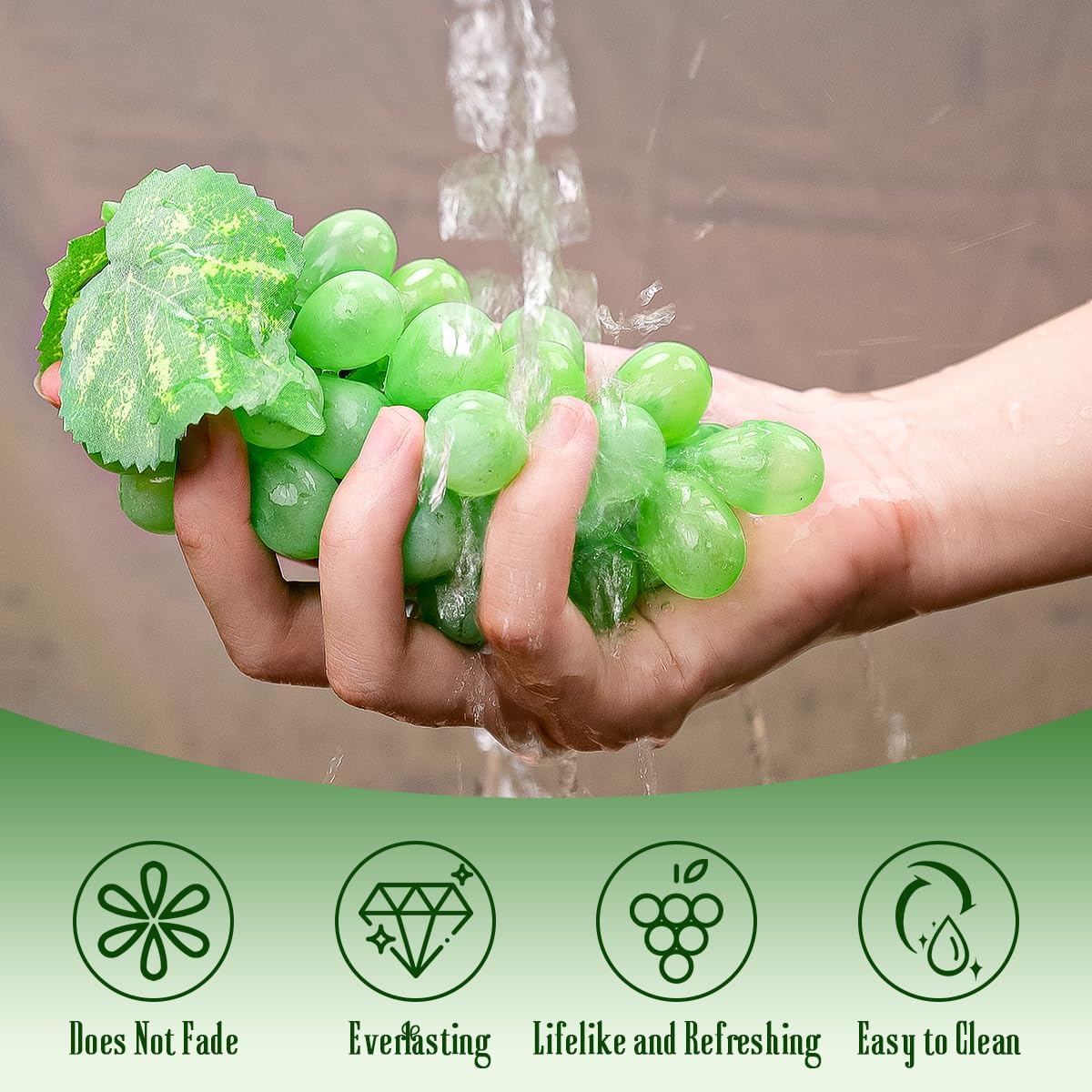 Green Frosted Grape Bunches 4L 4S Rustic Garland