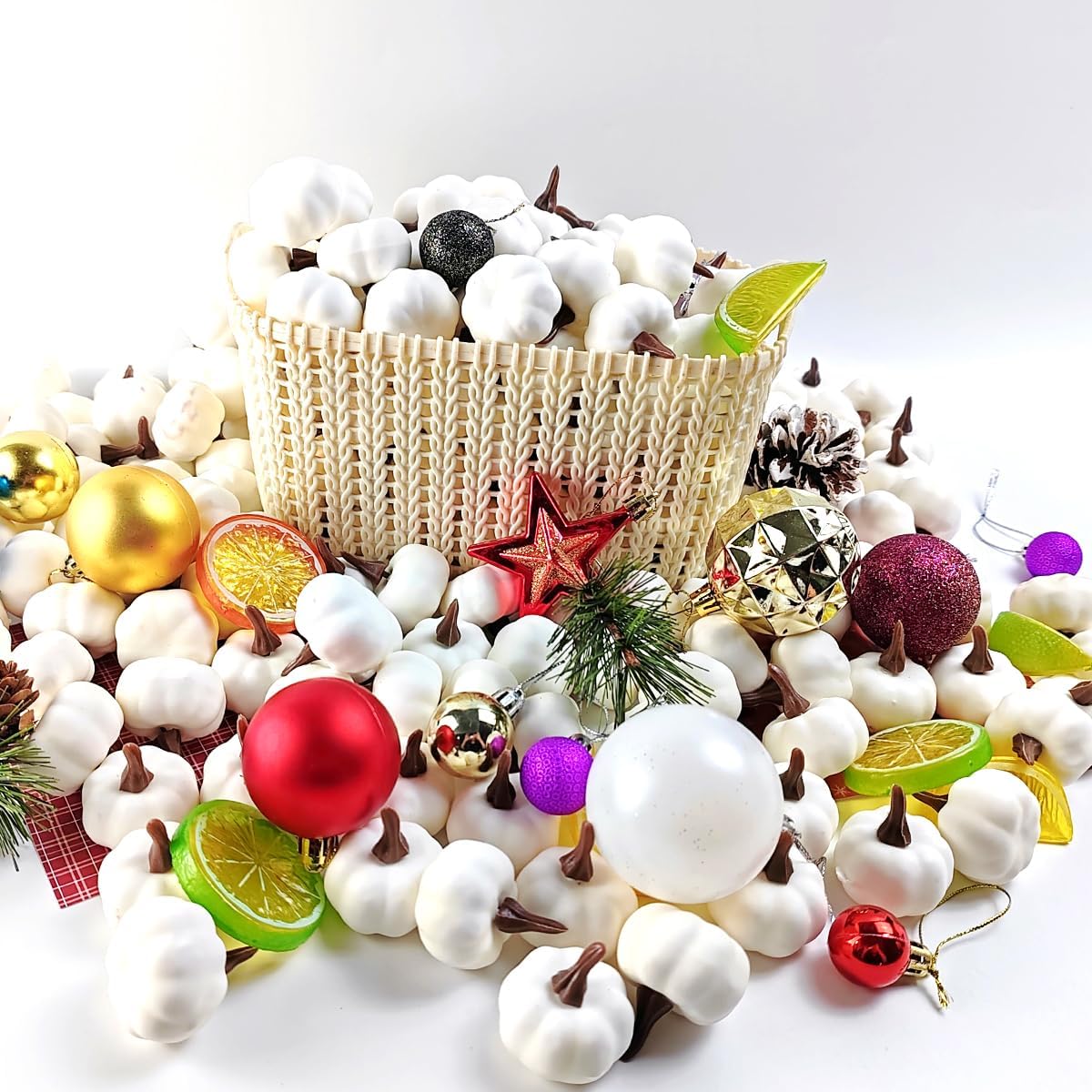 TIHOOD 20PCS Mini Artificial Pumpkins Fall Decor