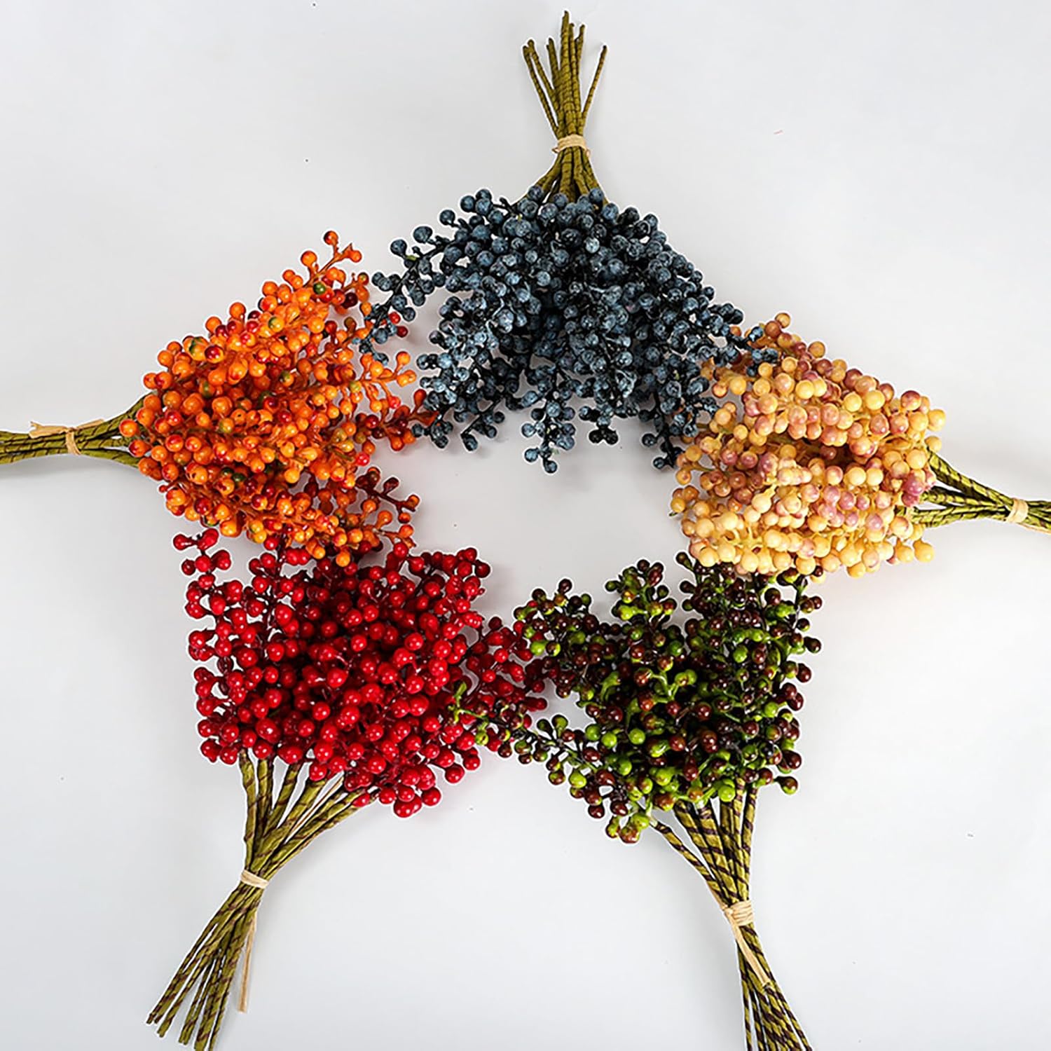 12Pcs Artificial Holly Berries 9in Fall and Christmas Decor Stems