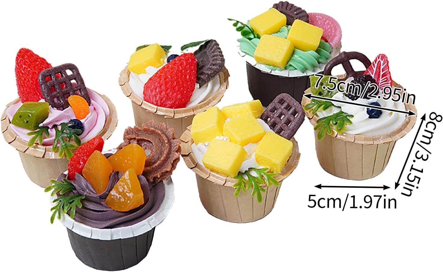 Keebgyy 6PCS Fake Cupcake Model for Display Kitchen Decoration