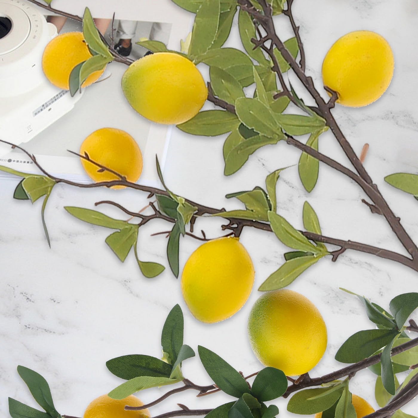 Woration 374 Inch Artificial Lemon Branches 3pcs